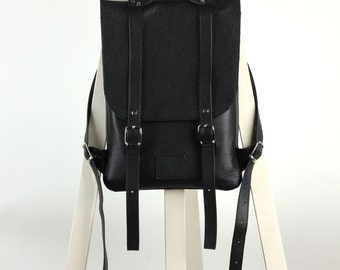 Black crisped leather backpack rucksack / In stock / Leather backpack / Leather rucksack / Unisex backpack / Laptop bag / Gift