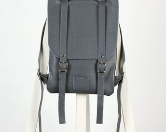 Dark gray leather backpack rucksack / In stock / Small backpack / Leather backpack / Leather rucksack / Womens backpack / Christmas Gift /