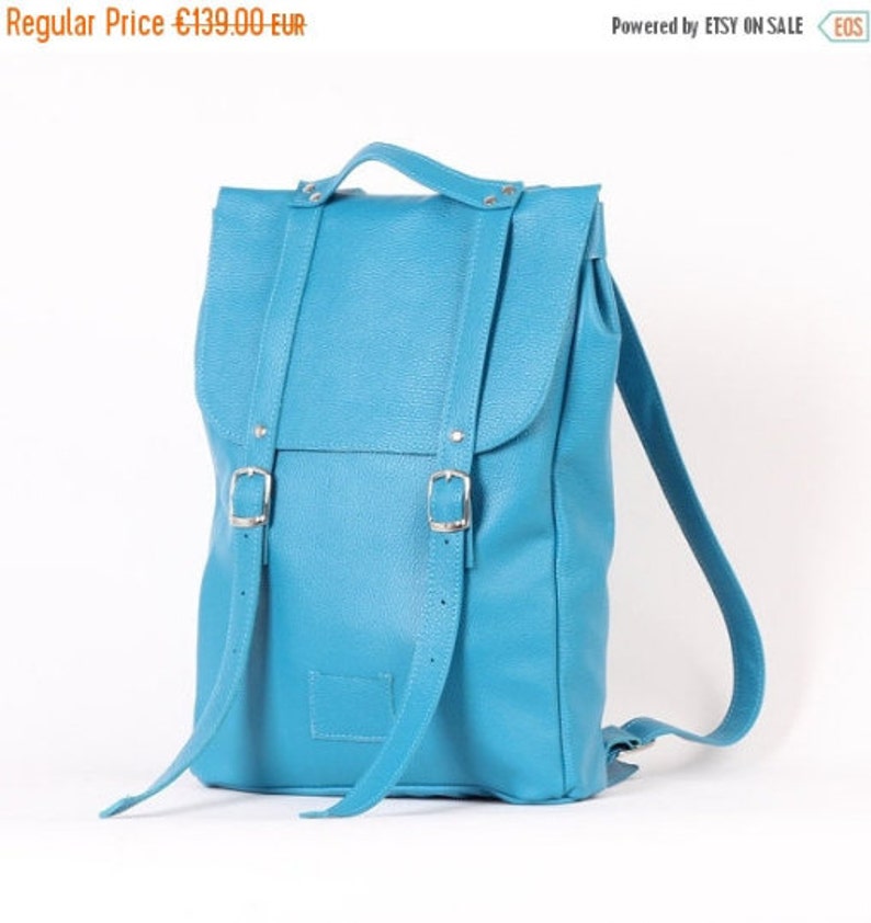 Turquoise middle size leather backpack rucksack In stock Leather backpack Leather rucksack Womens backpack Christmas Gift SALE
