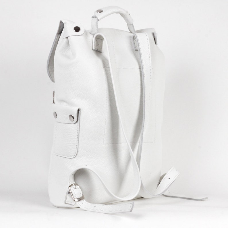 White Large Leather Backpack Rucksack / to Order / White Etsy