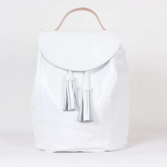 white leather rucksack