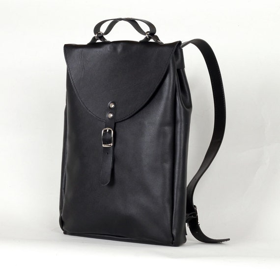 small black leather rucksack