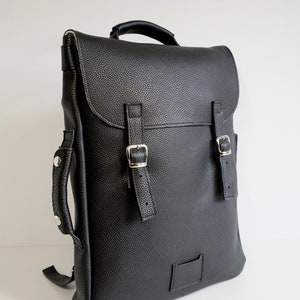 Black crisped large leather backpack rucksack / In stock / Laptop backpack / Leather rucksack / Backpack for men / Christmas Gift /