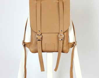 Nude leather backpack rucksack / In stock / Leather backpack / Leather rucksack / Womens backpack / Laptop bag / Christmas Gift /