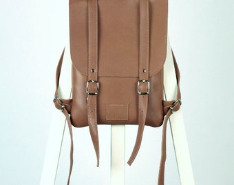 Beige  leather backpack rucksack / In stock / Small backpack / Leather backpack / Leather rucksack / Womens backpack / Gift