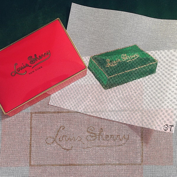 Louis Sherry Chocolate Tin Handpainted Needlepoint Canvas - Customizable!