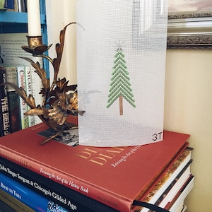 Modern Christmas Tree Handpainted Needlepoint Canvas - Beginner Friendly!