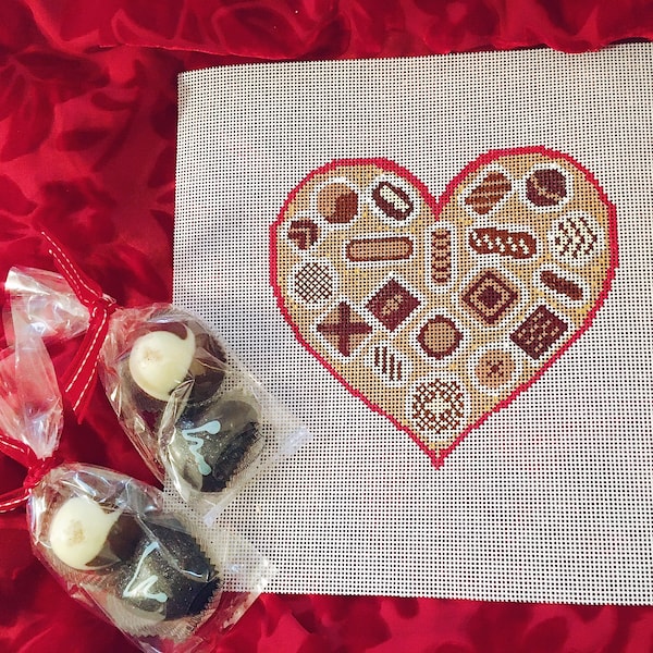 Valentine's Day Candy Box Handpainted Needlepoint Canvas