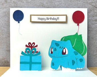 Birthday Bulbasaur Card! Custom Made!