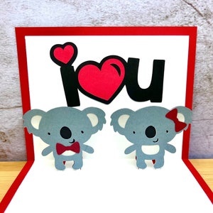 Koala Pop Up Card Pop Up Koala Card I 3 U Koala Card image 1