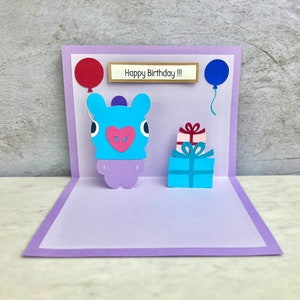 Cartão de aniversário BTS BT21 Mang - Cartão de aniversário Pop Up Mang - BTS Mang
