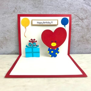 Cartão de aniversário BTS BT21 Tata - Cartão Pop Up Tata - BTS Tata