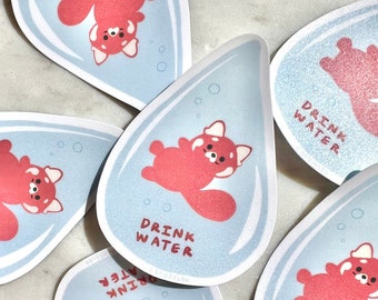 Red Panda Drink Water Sticker - Red Panda Sticker - Cute Sticker - Disney Red Sticker