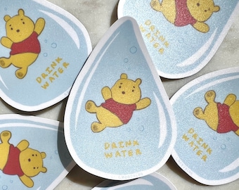 Winnie the Pooh Drink Water Sticker - Pooh Sticker - Cute Sticker - Winne the Pooh