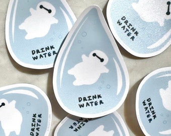 Baymax Drink Water Sticker - Baymax Sticker - Cute Sticker - Disney Baymax Sticker