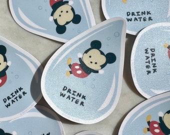 Mickey Mouse Drink Water Sticker - Mickey Mouse Sticker - Cute Sticker - Disney Mickey