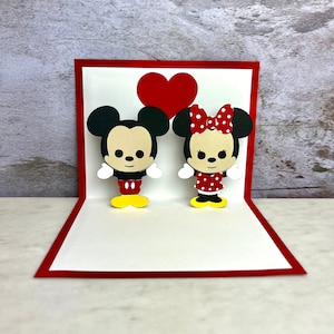 Biglietto pop-up – Biglietto pop-up Disney – Biglietto pop-up Topolino e Minnie – Biglietto di San Valentino Disney