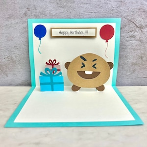 Carte d'anniversaire BTS BT21 Shooky - Carte pop up Shooky - BTS Shooky
