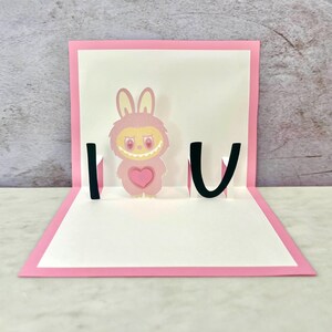 Karta Walentynkowa Labubu - Karta Pop Up Labubu - Karta I Heart U Labubu - Prezent Labubu - Prezent Rocznicowy Labubu