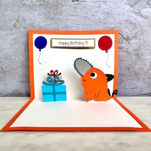 Pochita Card - Chainsaw Man - Pop Up Card - Pochita Birthday Card