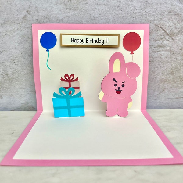 BTS BT21 Cooky Birthday Card - Pop Up Cooky Card - BTS Cooky