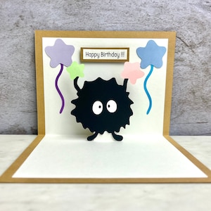 Soot Ball Birthday Card - Pop Up Card -  Anime Birthday Card - Soot Ball Birthday Gift