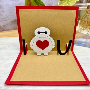 Cartão Pop Up - Cartão Baymax - Cartão Big Hero 6 - Cartão I Heart U