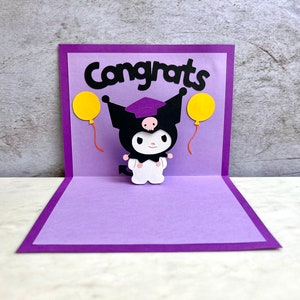Carte de remise des diplômes Kuromi - Carte Kuromi pop-up - Cadeau de remise des diplômes - Cadeau de remise des diplômes Sanrio - Carte de remise des diplômes 2025