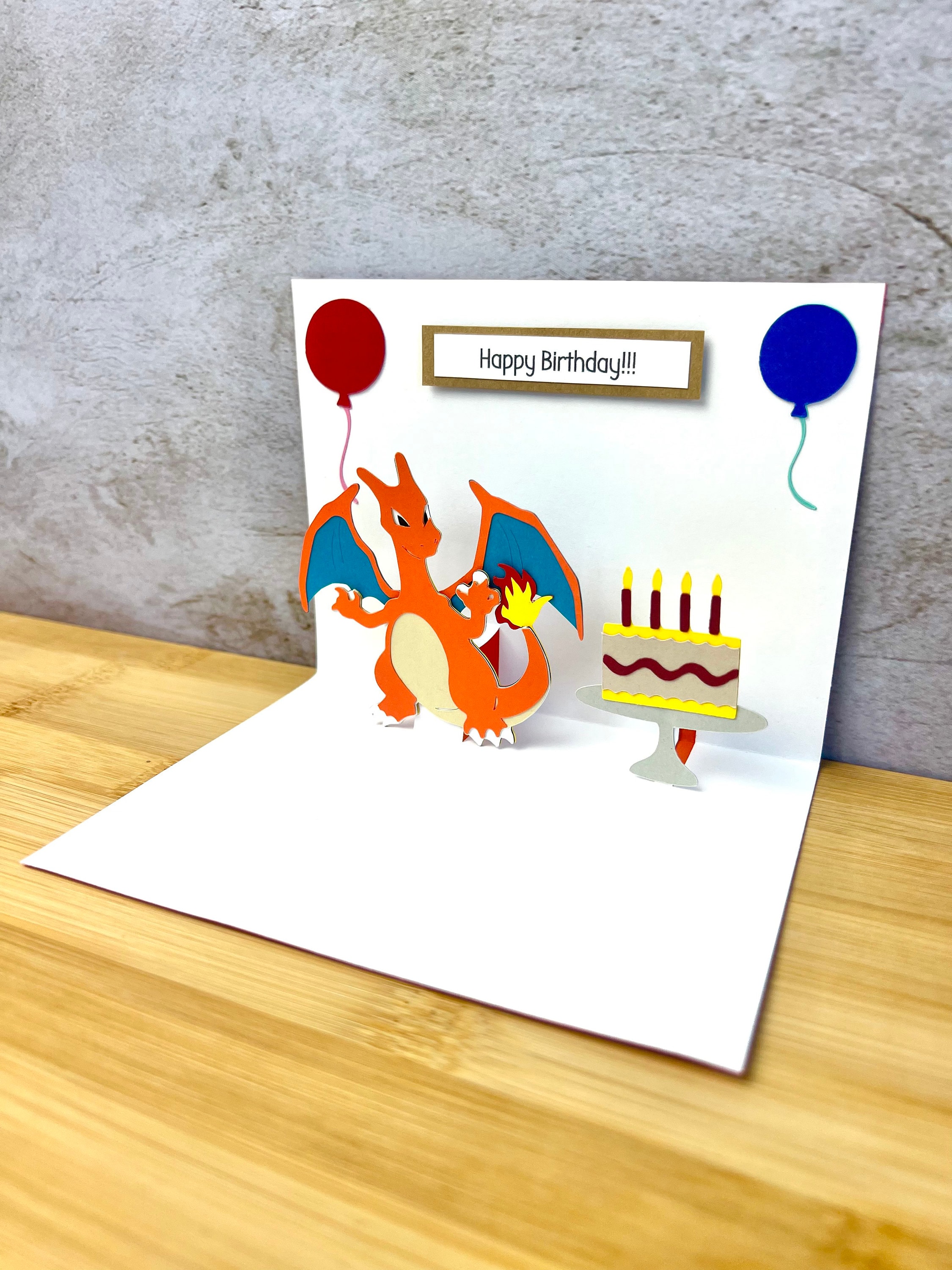 ポケモン　ポストカード 誕生日 HAPPY BIRTHDAY リザードン リザードンカード - ポップアップリザードンカード - リザードン