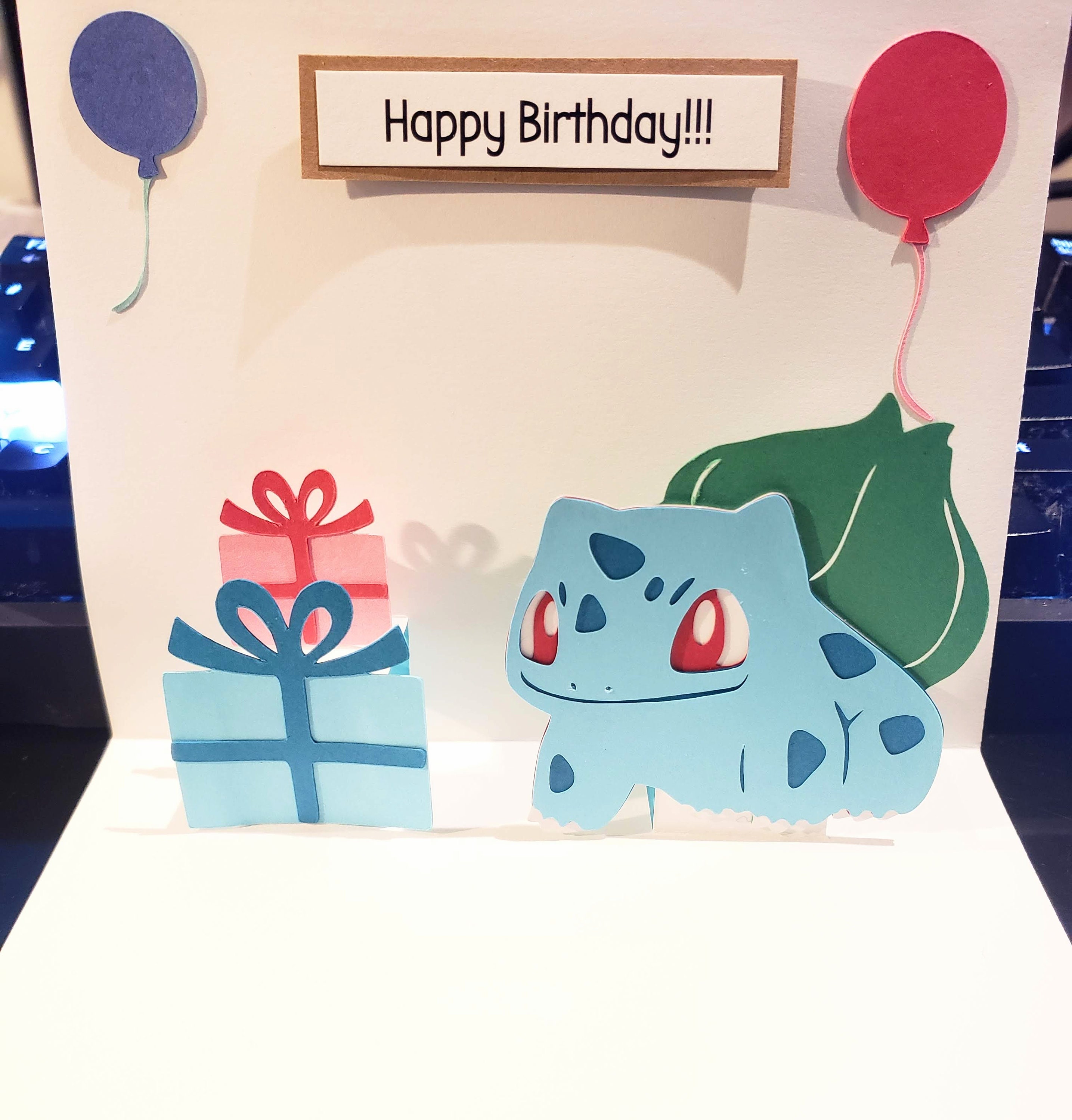 Bulbasaur Card Pop up Bulbasaur Card Bulbasaur Birthday Etsy UK