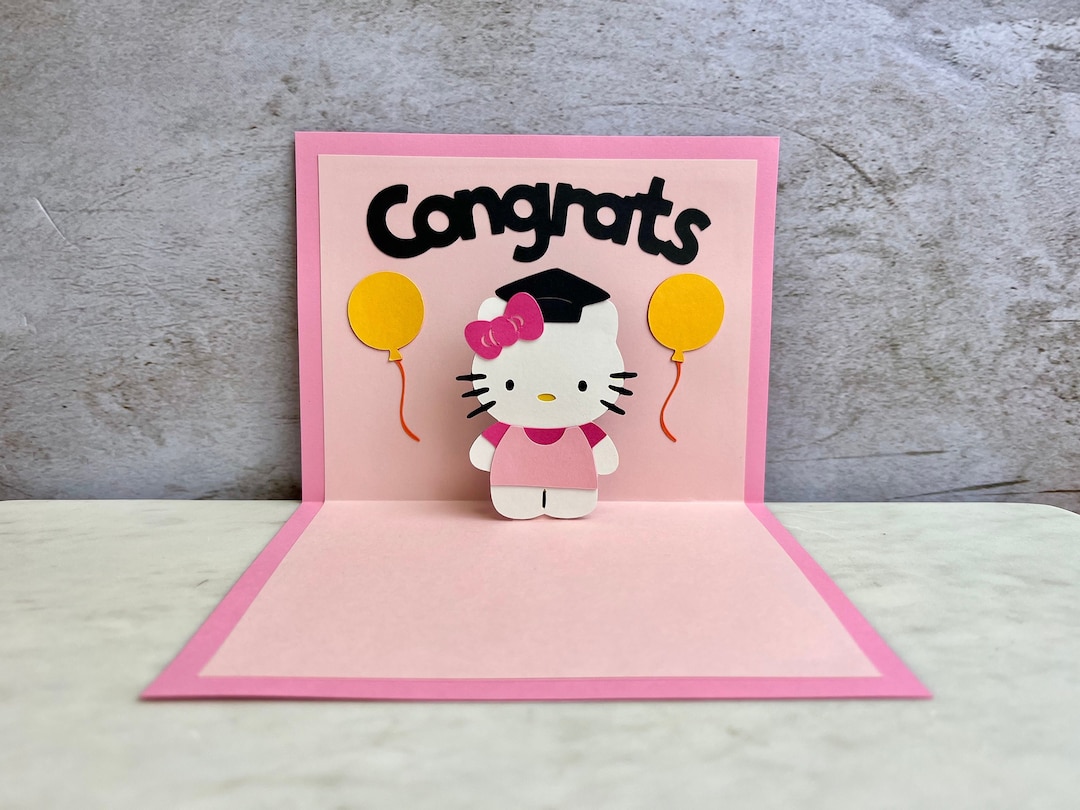 Hello Kitty Graduation Card hello Kitty Card Hello Kitty Greeting Card Hello Kitty Pop up Card