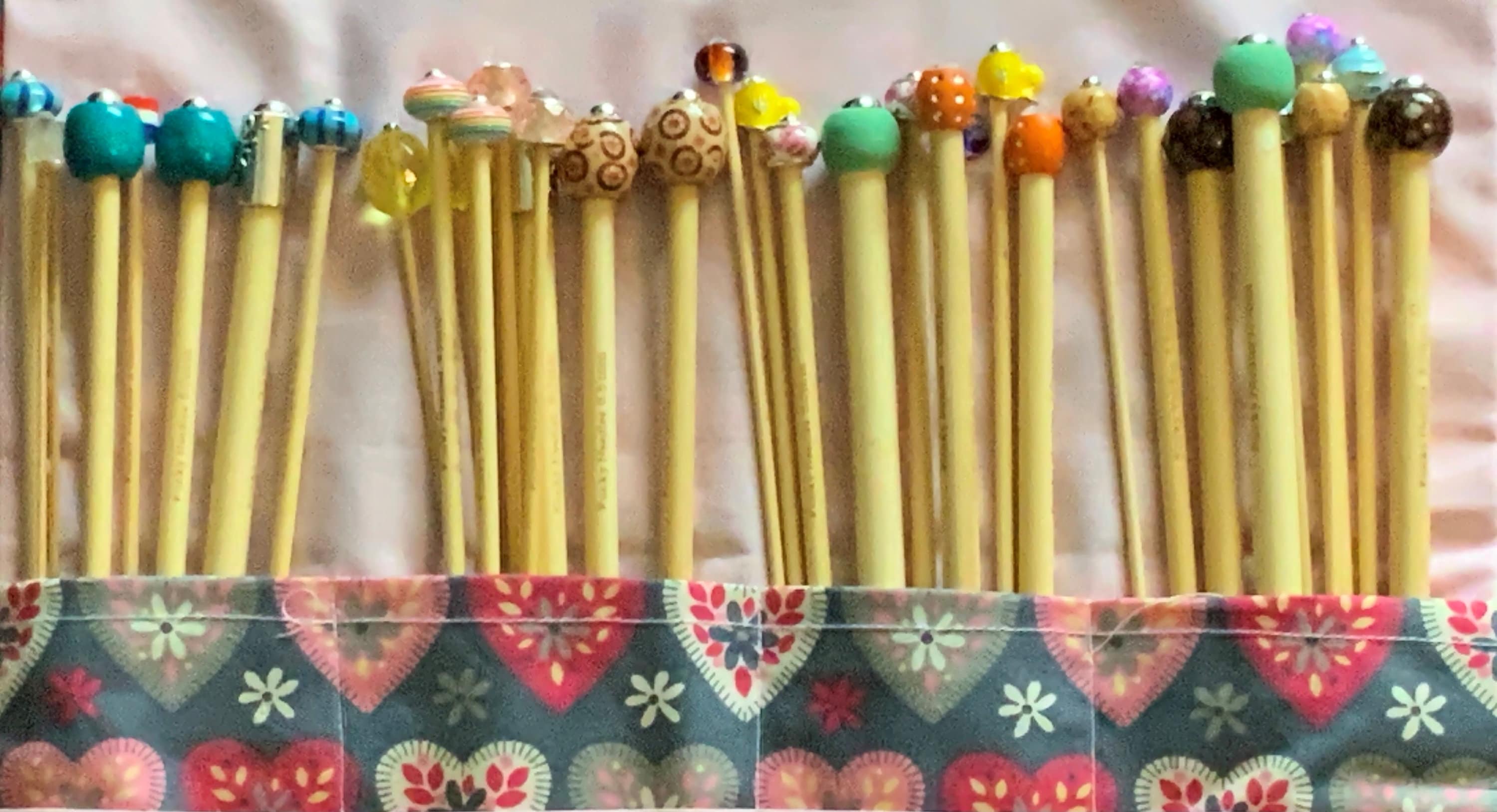 Full Set Of Beaded Knitting Needles Choose Length Complete With Extras