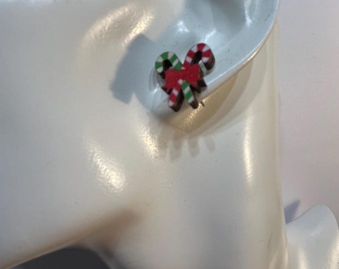 Wooden Christmas Earrings, Santa, Trees, Candy Cane, Gift