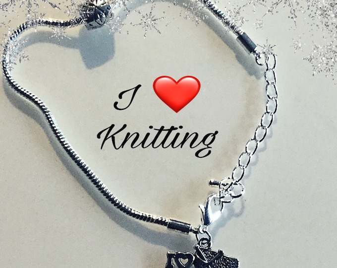 Handmade Silver Knitting/Crochet Charm Bracelet - Choose Length and Pendant