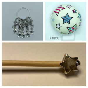 Stars Crochet Gift Set includes 15cm 4mm crochet hook, wrist pin cushion and crochet clips