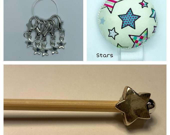 Stars Crochet Gift Set includes 15cm 4mm crochet hook, wrist pin cushion and crochet clips