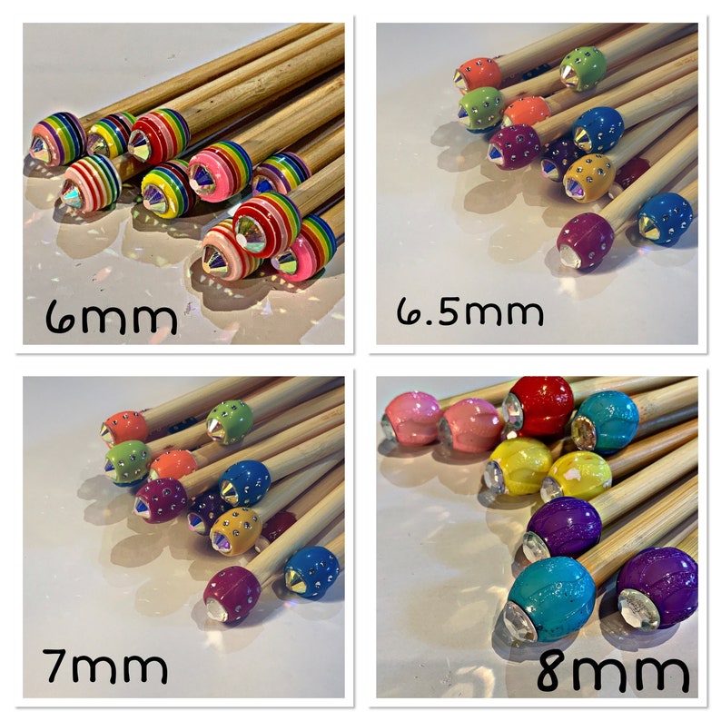 Liquidation des stocks 1 paire d'aiguilles à tricoter perlées à pointe unique Choisissez votre taille et votre longueur image 4