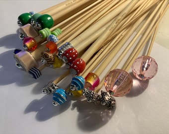 Full Set Of Beaded Knitting Needles Choose Length - without extras, just needles