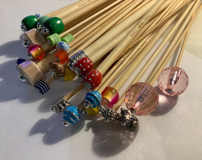 Full Set Of Beaded Knitting Needles Choose Length - without extras, just needles