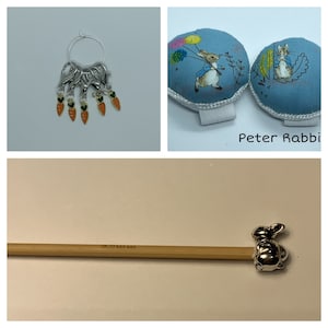 Peter Rabbit Crochet Gift Set includes 15cm 4mm crochet hook, wrist pin cushion and crochet clips