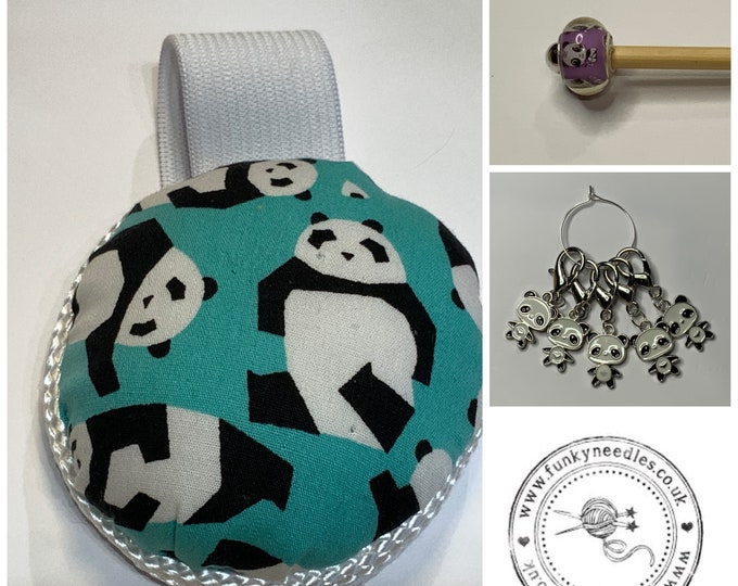 Panda Crochet Gift Set includes 15cm 4mm crochet hook, wrist pin cushion and crochet clips