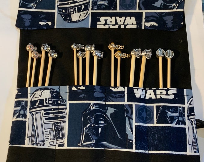 Star Wars Mini Sets - Includes 7 Pairs of Needles 3-5mm. Case, Matching Wrist Pin Cushion and Stitch Marker Set