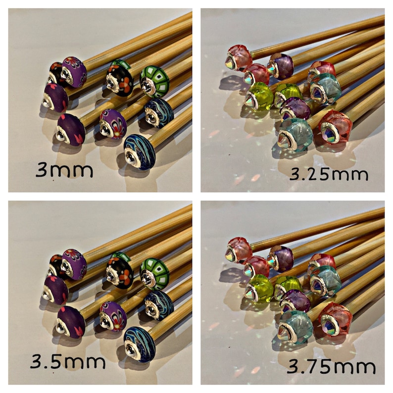 Liquidation des stocks 1 paire d'aiguilles à tricoter perlées à pointe unique Choisissez votre taille et votre longueur image 2