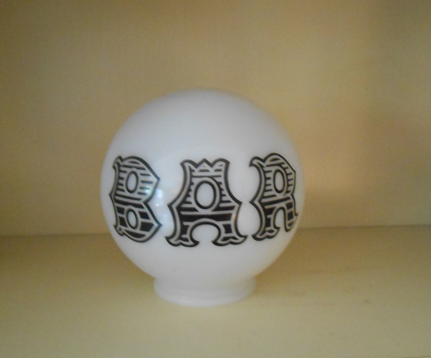 Vintage White Glass Globe Lamp Globe Fixture with Word Bar in Etsy