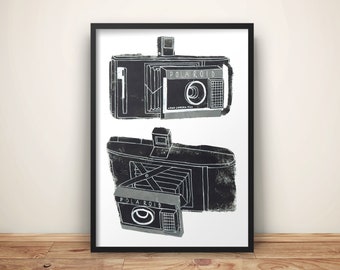 Vintage Polaroid Camera Illustrations | A4 Print