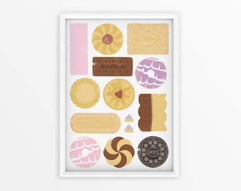 A5 Biscuit Selection Pattern Print | Portrait Illustrated Postcard