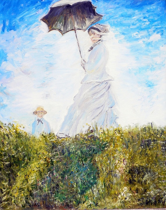 The Promenade woman with a parasol various sizes Canvas Print by Claude Monet