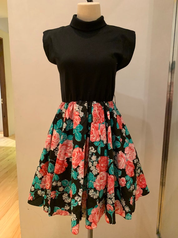 1980s floral mini dress
