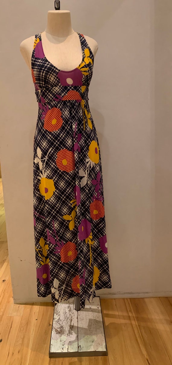 1970s flower power maxi dress