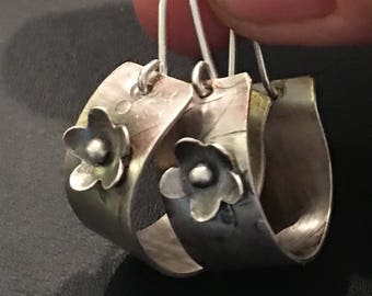Sterling Silver Hammered Hoop Earrings